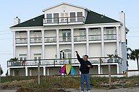 Tom launching the kite