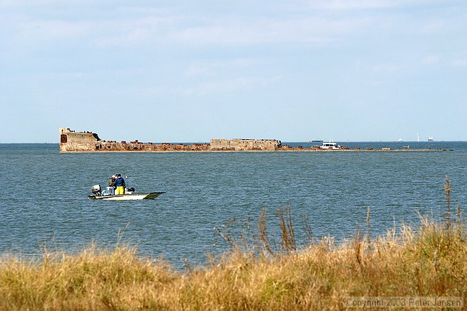 old concrete ship off of Pelican Island (WWII vintage?)