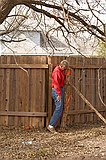 Dad slipping through the fence