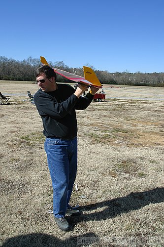 Cliff launching the wing