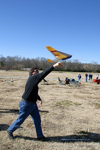 Cliff launching the wing