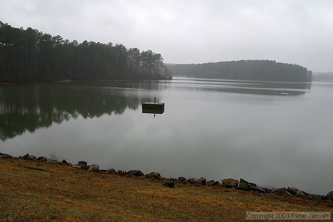 the topside of the lake from the dam, including the water inlet