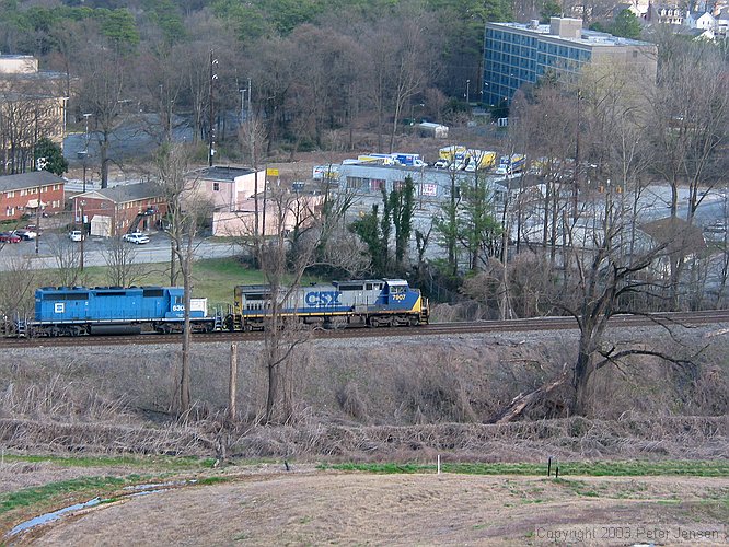 CSX train going through (they averaged about one every 30-45 minutes, if I had to guess)