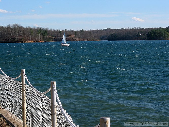 just a few whitecaps on Lake Lanier (as viewed from the Lake Lanier Sailing Club)