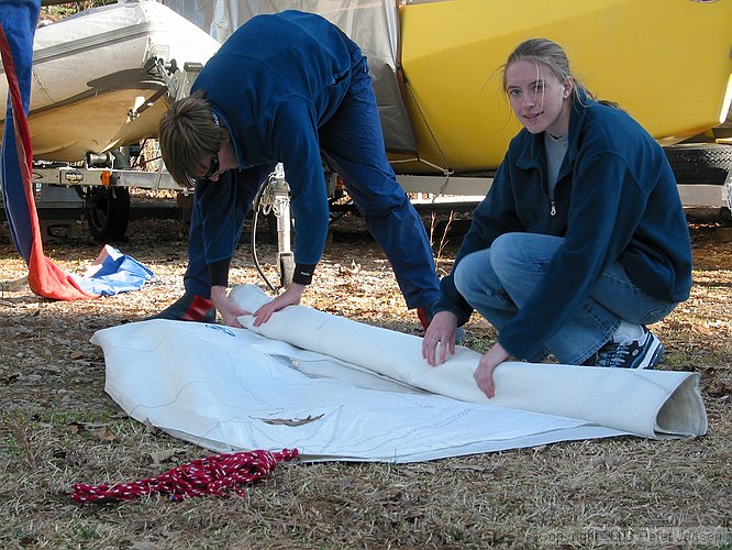 Will and Suzanne rolling C-15 sails