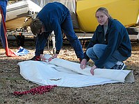 Will and Suzanne rolling C-15 sails