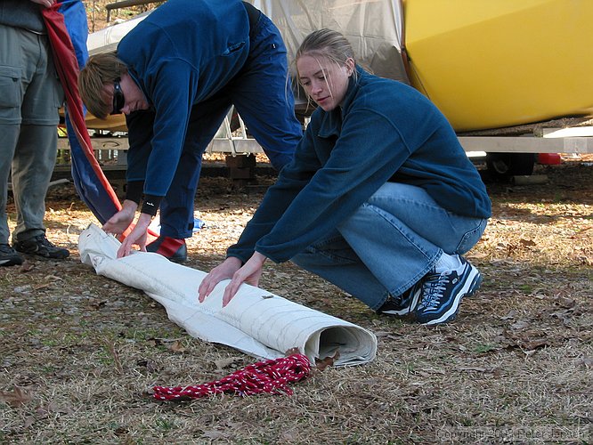 Will and Suzanne rolling C-15 sails