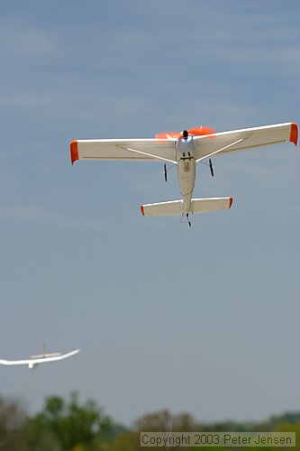 Charles and Randy aerotowing the DAW Dragonette with a GWS electric plane