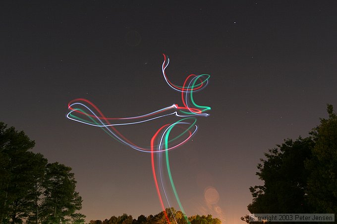skywriting with the Funplanes Edge 540 foamie and some LEDs.  Charles Frey took the pictures.
