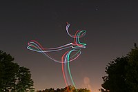 skywriting with the Funplanes Edge 540 foamie and some LEDs.  Charles Frey took the pictures.