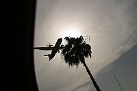 an ATR turboprop arrives in San Juan as we take a cab ride in to town