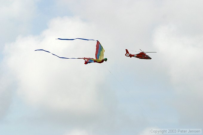 kite and coast guard helicopter