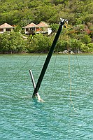 sunken cruising boat in Leverick Bay