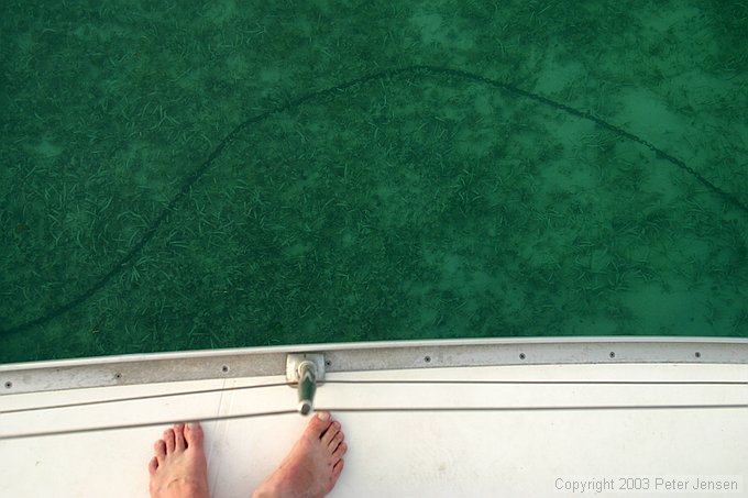 our anchor chain on the ground at Anegada