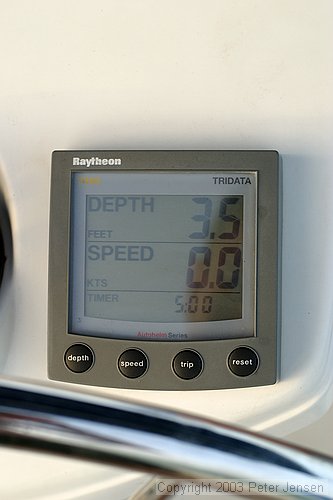 now, to be fair, that's calibrated as depth under keel, but the lowest I saw was 1.7'