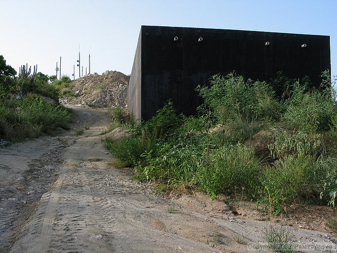 giant water cistern under construction on top of Peter Island