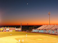 sunset in Space Coast stadium