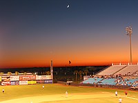 sunset in Space Coast stadium