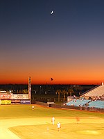 sunset in Space Coast stadium