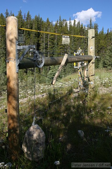 cute gate closing mechanism at the Lake Louise campground