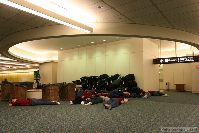 some group of kids completely crashed in the baggage claim of MCO