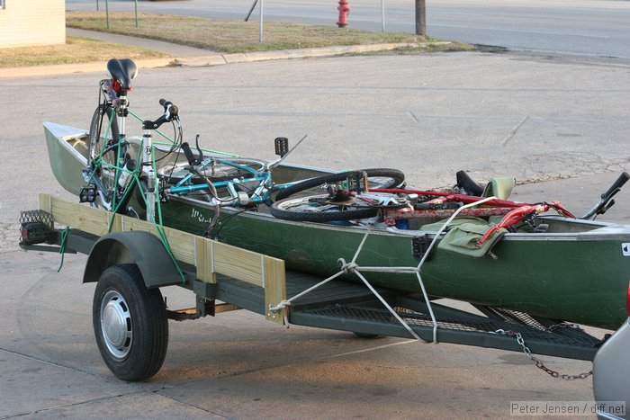 canoe with bikes
