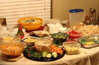 the magnificent spread of Mexican food and such served by Elaine's mother