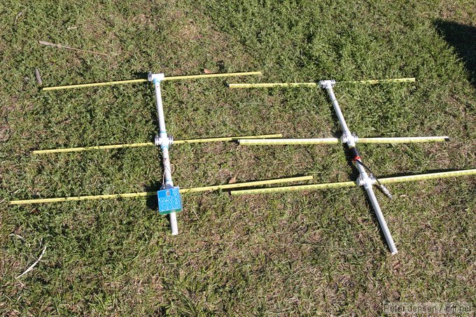 2 meter DF beams - we learned that the tape measure on the left one was too thin to stand up in the wind by itself