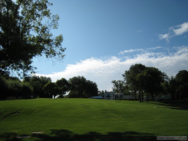 a view of the wedding site from the bottom of the hill on the bike path