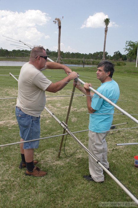 rigging the 6m and 2m beams - we worked SC on the 2m beam FM