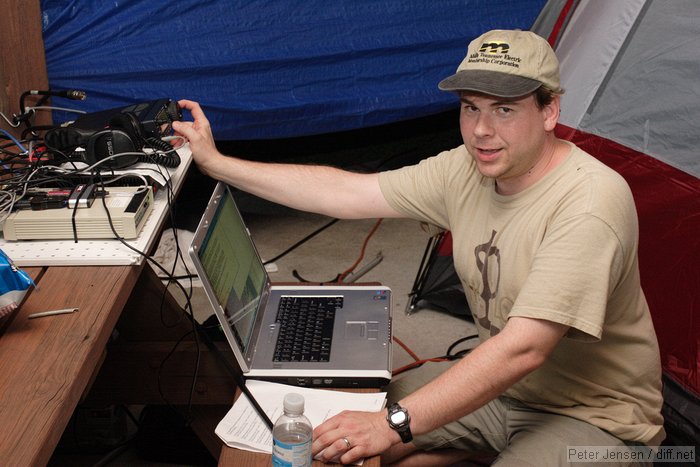 Eric working on the satellite station