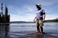 Charles at the headwaters of the Lewis River channel