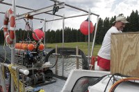 Dave Lovalvo and a remotely operated underwater vehicle he built and campaigns