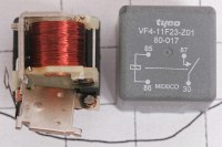 the disassembled relay and housing.  Couldn't source an exact replacement, but for $4.28 part "893-897P1AHC12VDC SPNO 70A12VDC" from Mouser did the trick