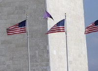 Prism kite against the Washington Monument