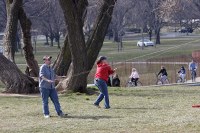 kite enthusiasts flying Prism stunt kites