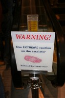 use EXTREME caution onthe escalator - serious injury may occur.\nWho would have thought Crocs were so dangerous?