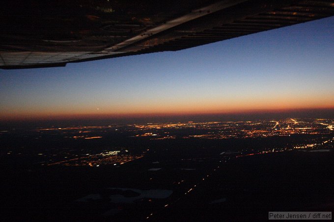 looking west out over Orlando on the slow trip back into the headwind
