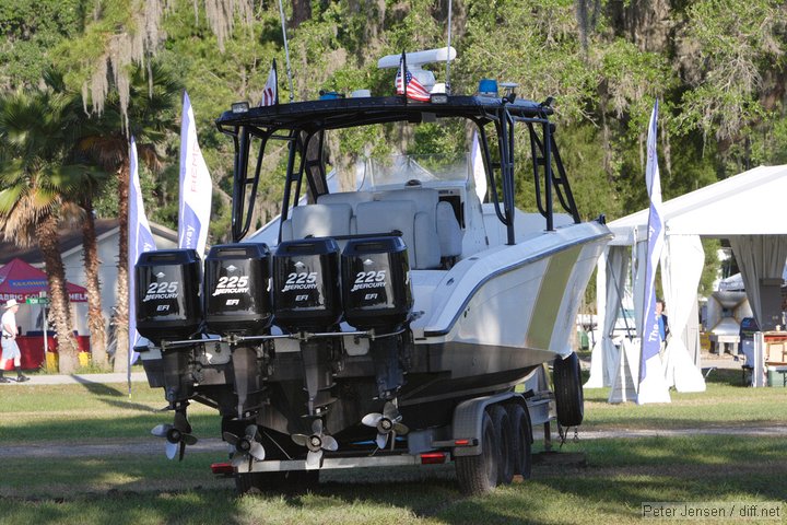 customs and border patrol boat with quad 225 HP motors