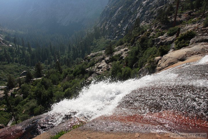 a waterfall that you have to cross right upstream of on the trail