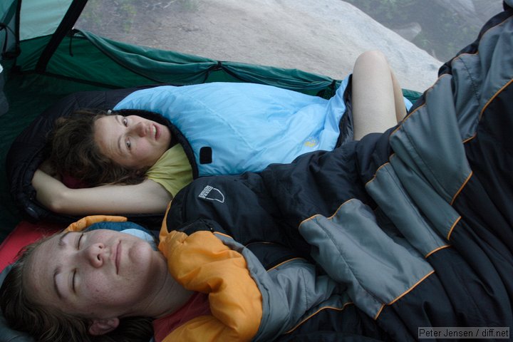 Laura normally sleeps with her legs up like that