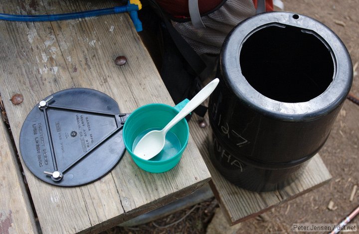 Bear canisters were rented for $5/each - turned out we ended up at sites with bear boxes each night, but it was nice peace of mind