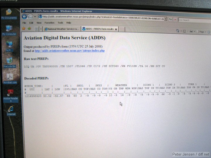 A PIREP Steve filed on the way up