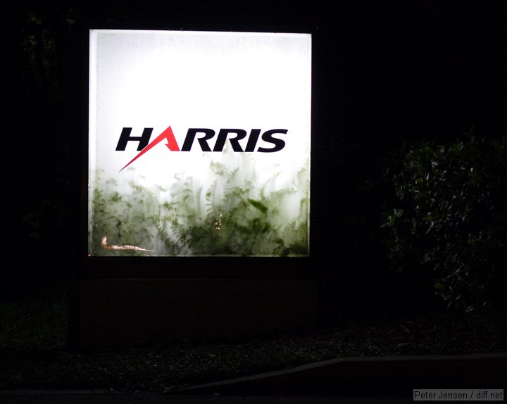 Evans Rd Harris sign that has been infiltrated by ferns