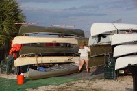 washing out the canoes