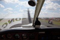 lucky blind shot while taxiing behind two motorcycles to parking