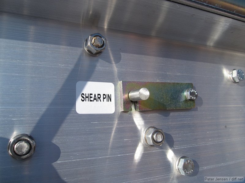 shear pin on a railroad crossing sign