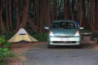 tent and Prius
