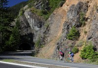riders on their way up to Hurricane Ridge