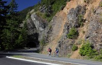 riders on their way up to Hurricane Ridge